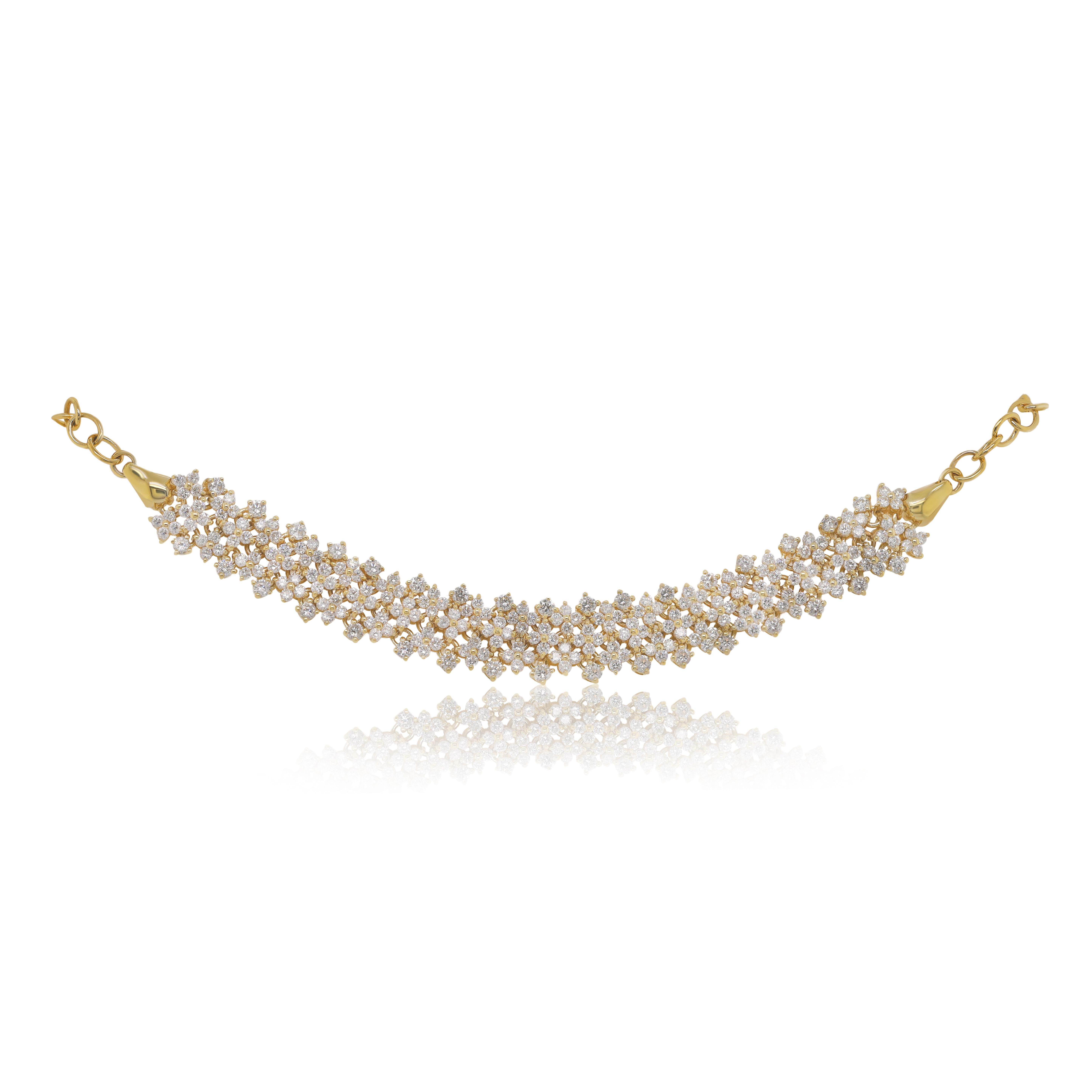 Diana M. Pulsera de moda de oro amarillo de 14 quilates con 3,00 cts  de diamantes redondos Moderno en venta