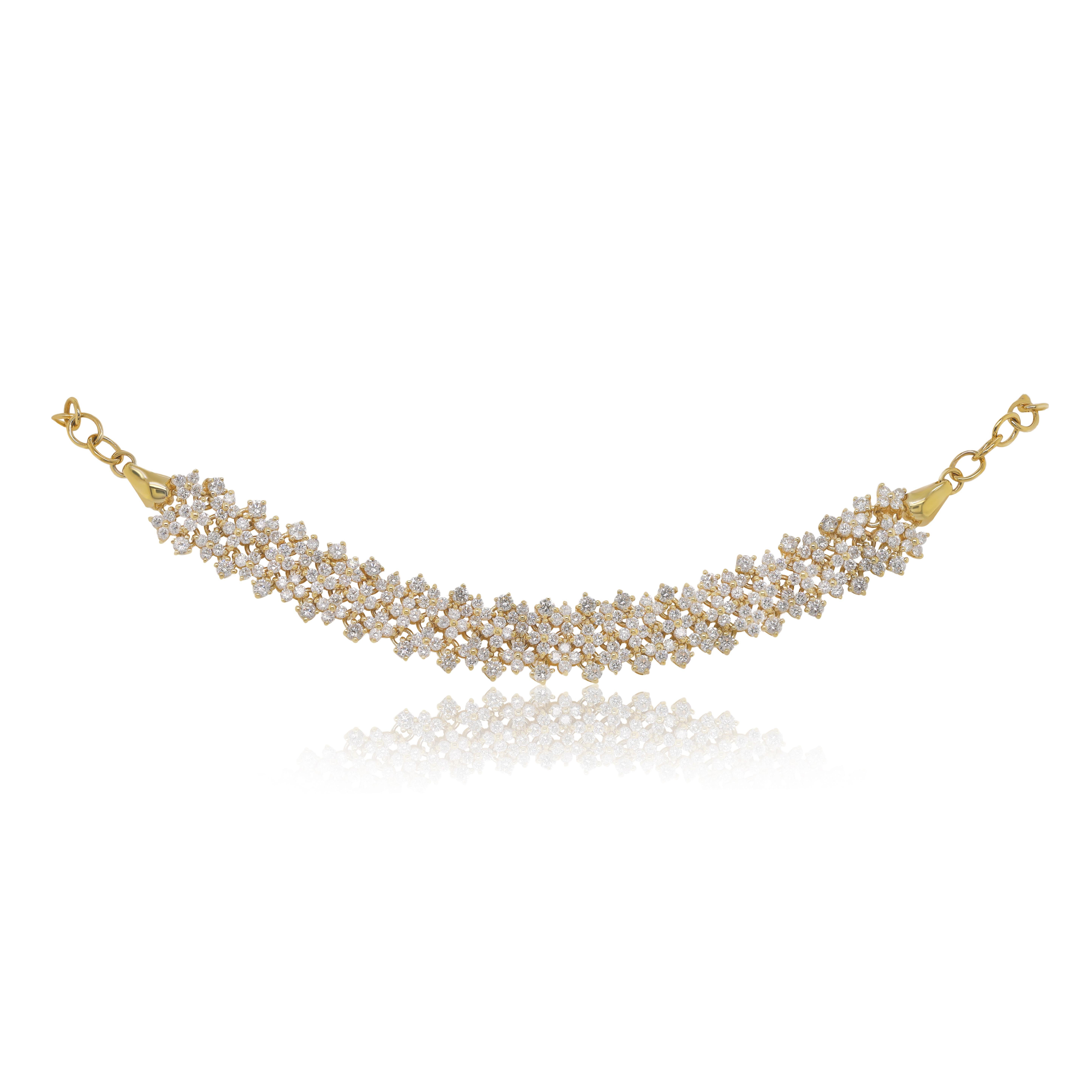 Taille ronde Diana M. Bracelet mode en or jaune 14 carats avec 3,00 carats  de diamants ronds en vente