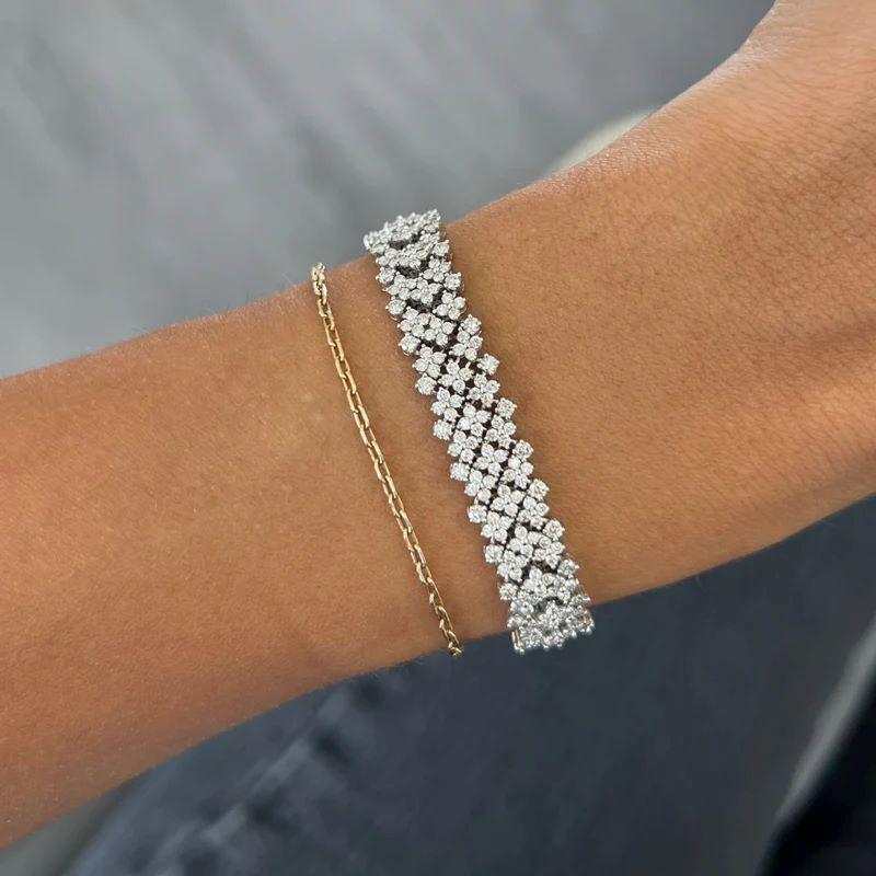 Diana M. Pulsera de moda de oro amarillo de 14 quilates con 3,00 cts  de diamantes redondos en Nuevo estado para la venta en New York, NY