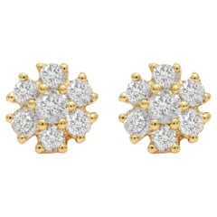 Diana M. 14kt yellow gold flower cluster stud earrings containing 0.50 cts tw 