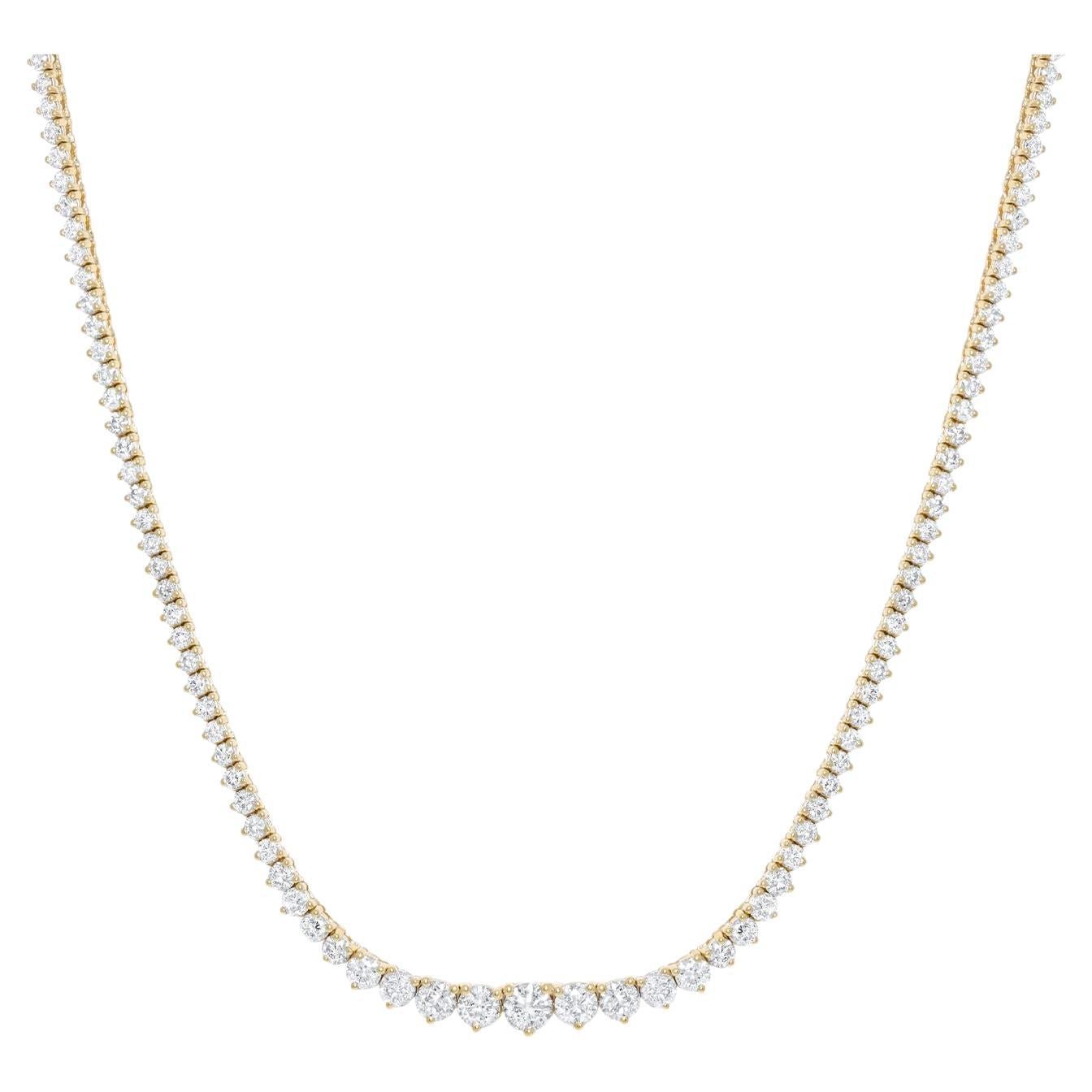 Diana M. 14kt Yellow Gold Graduated Reviera Tennis Necklace Featuring 10.00 cts
