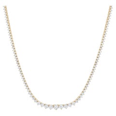 Diana M. 14kt Yellow Gold Graduated Reviera Tennis Necklace Featuring 10.00 cts 
