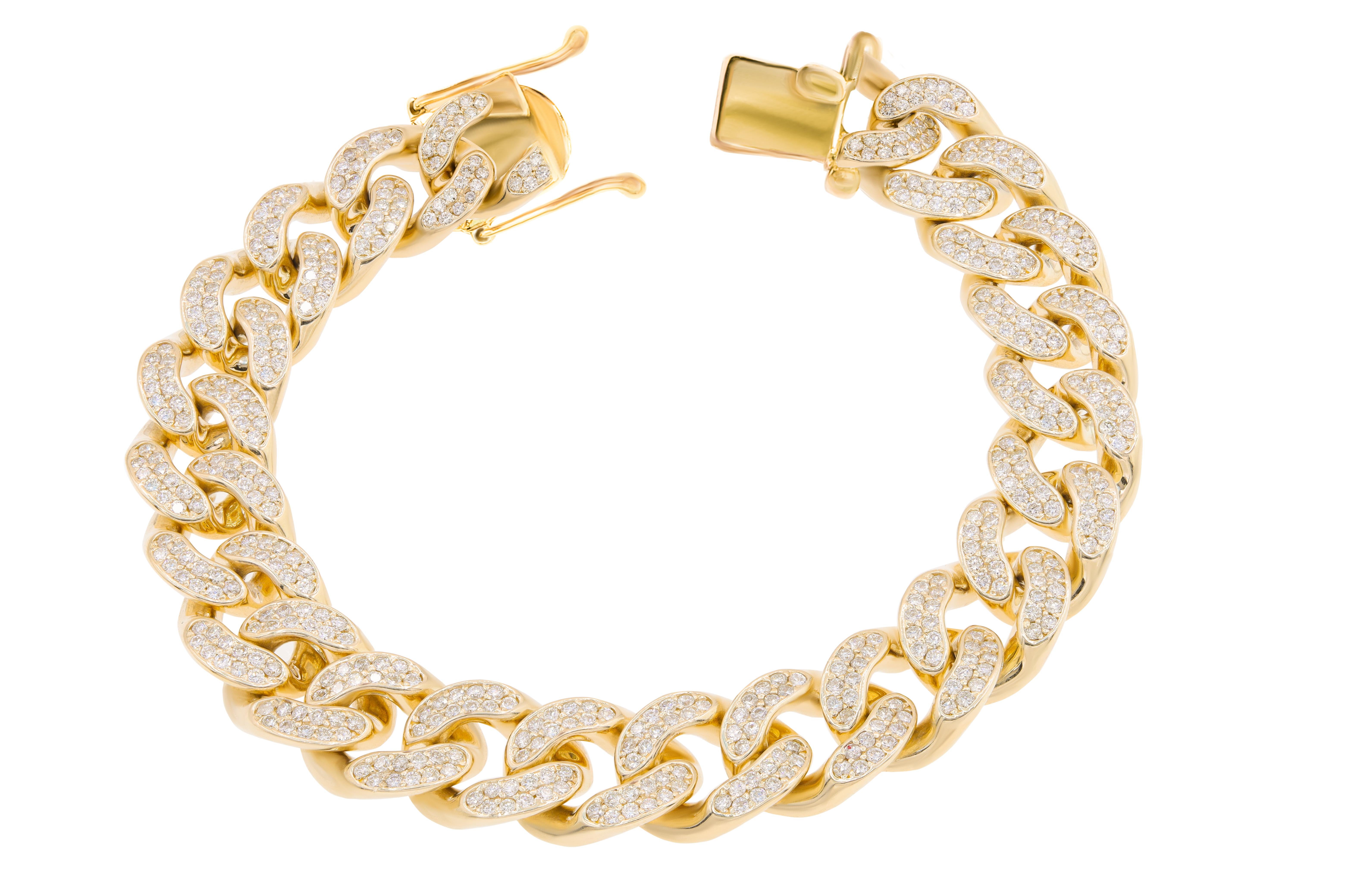 Brilliant Cut DIANA M. 14kt yellow gold pave linked bracelet featuring 6.00 cts of diamond For Sale