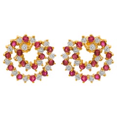 A&M. Boucles d'oreilles rubis 1,50 carat et diamant 1,50 carat