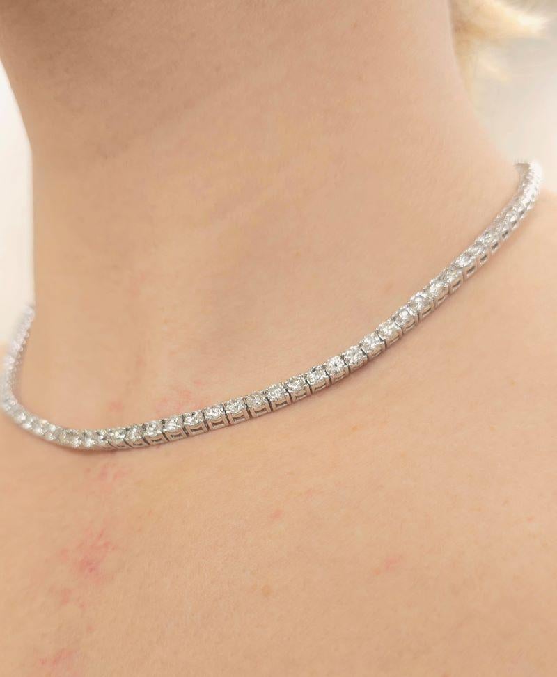 Diana M  Collana Tennis con diamanti da 15,00 carati in oro bianco 14 carati In condizioni Nuovo in vendita a New York, NY