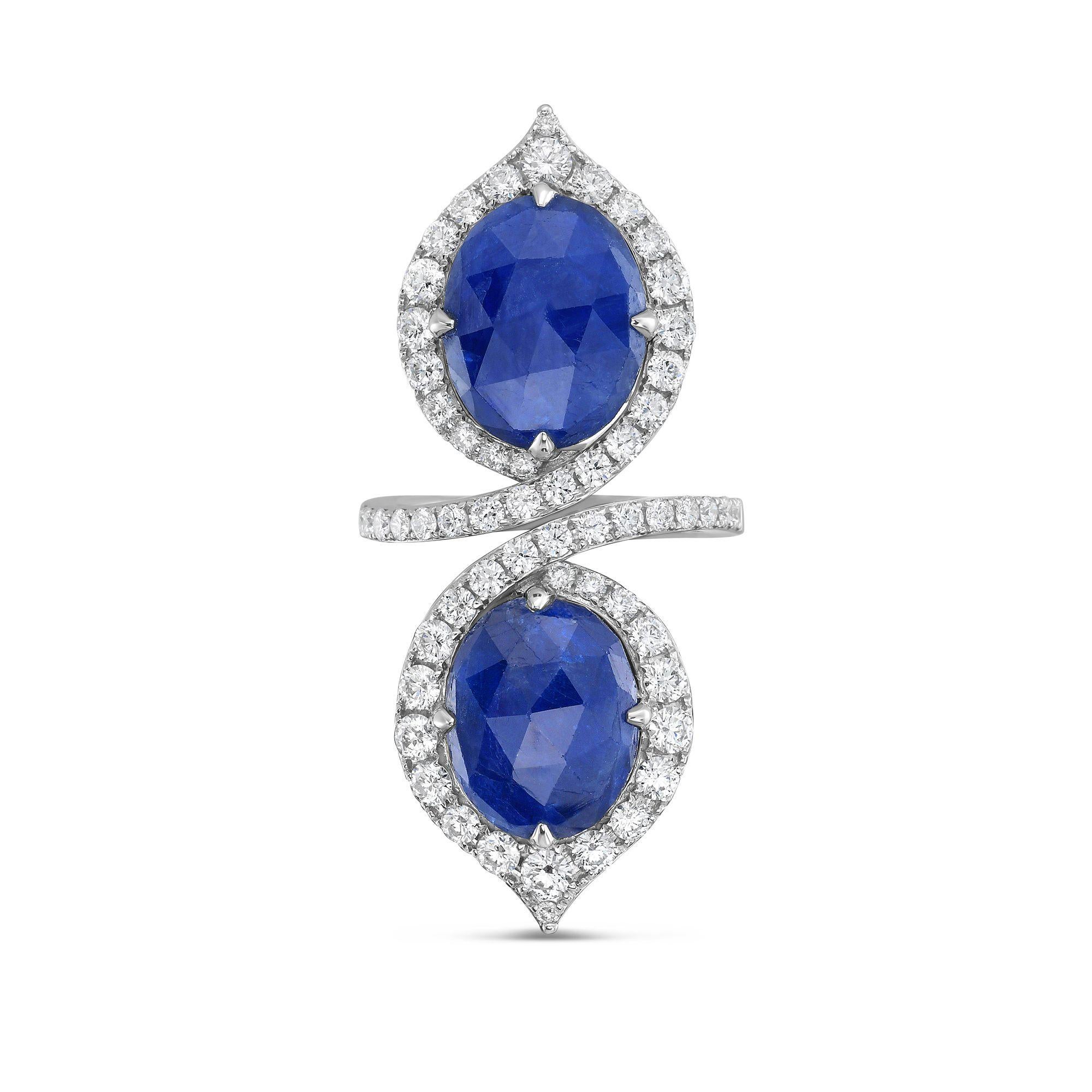 Diana M 15,30cts Burmese Blue Sapphire & 1,95cts Diamond Ring in 18k Weißgold im Zustand „Neu“ im Angebot in New York, NY