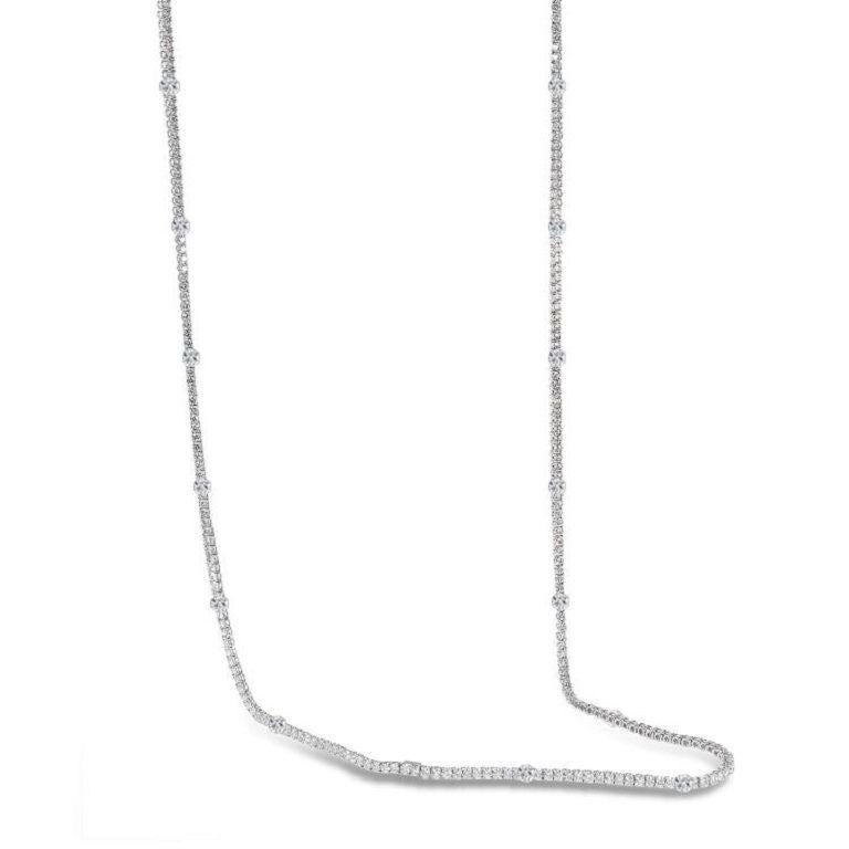 Round Cut Diana M. 15.63 Ct Diamond Opera Necklace For Sale