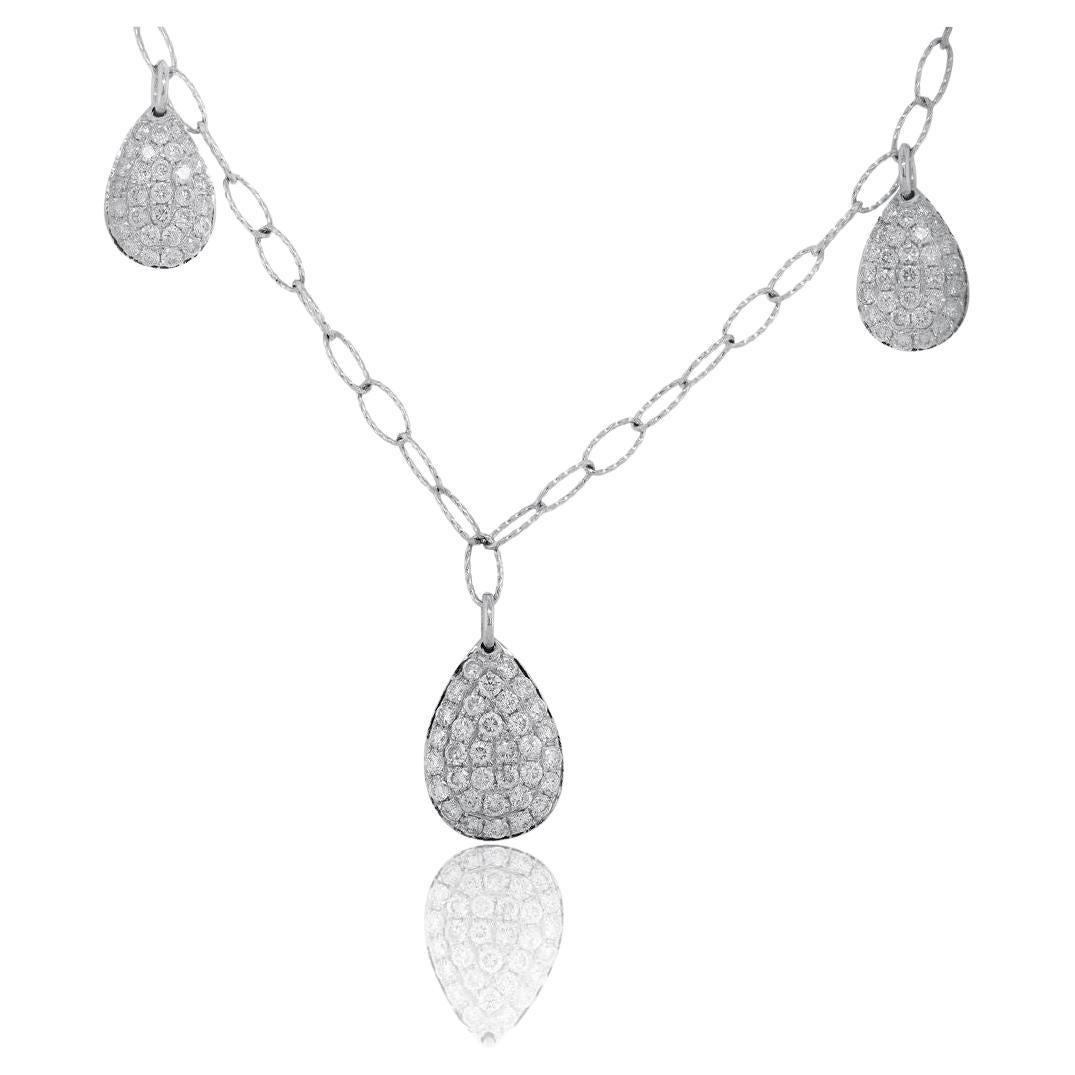 Diana M  1.60cts of Hanging Pave Diamond Chain Necklace  For Sale