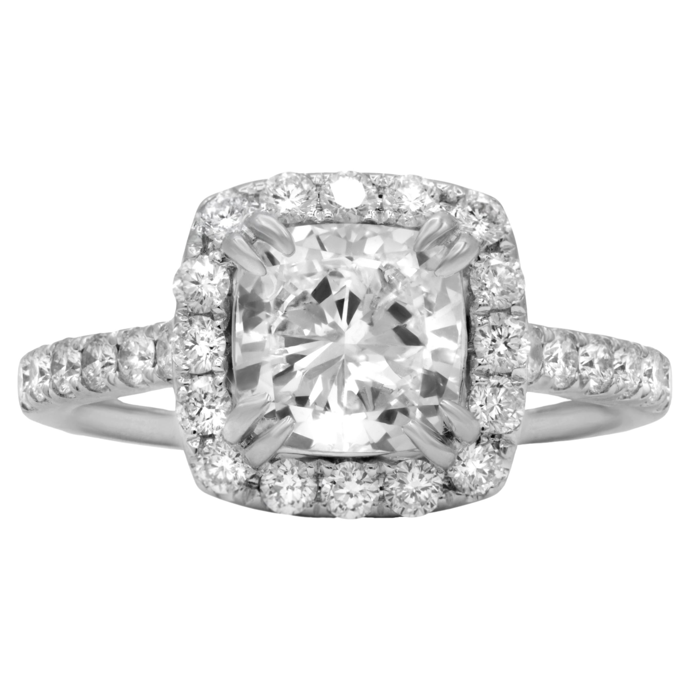 Diana M. 1.70ct Center Cushion Diamond H-Color VS2 Clarity Set In White Gold For Sale