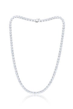 Diana M 17.50 Carat Diamond Tennis Necklace in 18K WG Four Prong Setting