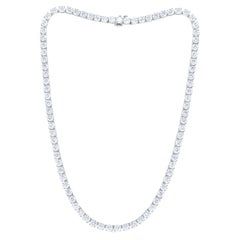 Diana M 17.50 Carat Diamond Tennis Necklace in 18K WG Four Prong Setting