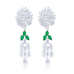 Diana M 17.50 Cts Emerald and Diamond Art Deco Earrings