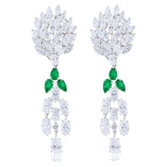 Diana M 17.50 Cts Emerald and Diamond Art Deco Earrings