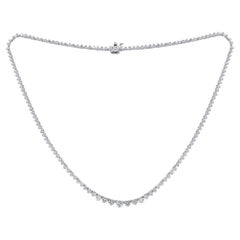 Diana M 18 K Oro Blanco Graduado 11.15 Ct Collar Tenis Diamante
