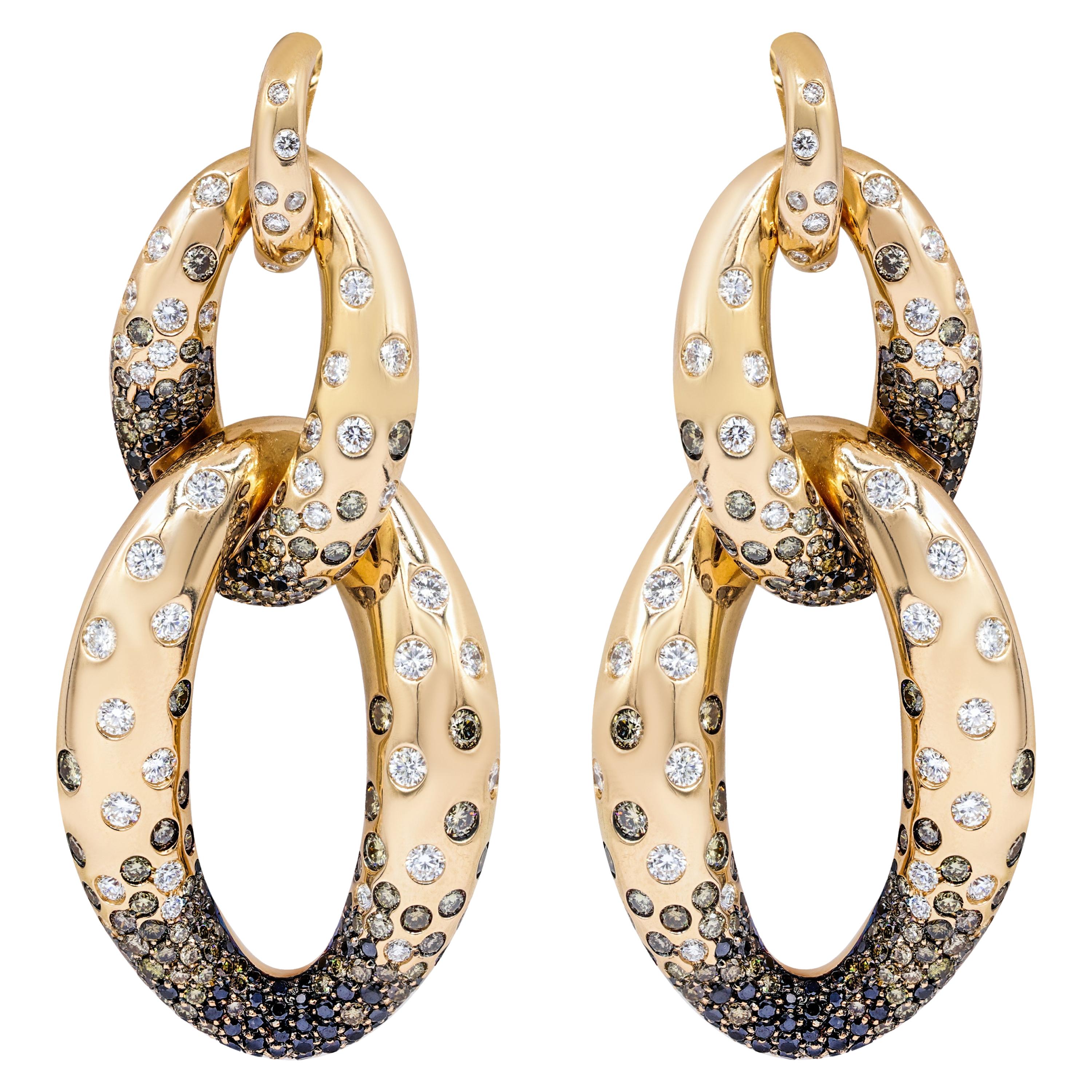 Diana M Boucles d'oreilles en or rose 18 ct 8.00 ct Diamond Pave Linked Earrings