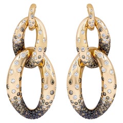 Diana M 18 Kt Rose Gold 8.00 Ct Diamond Pave Linked Earrings