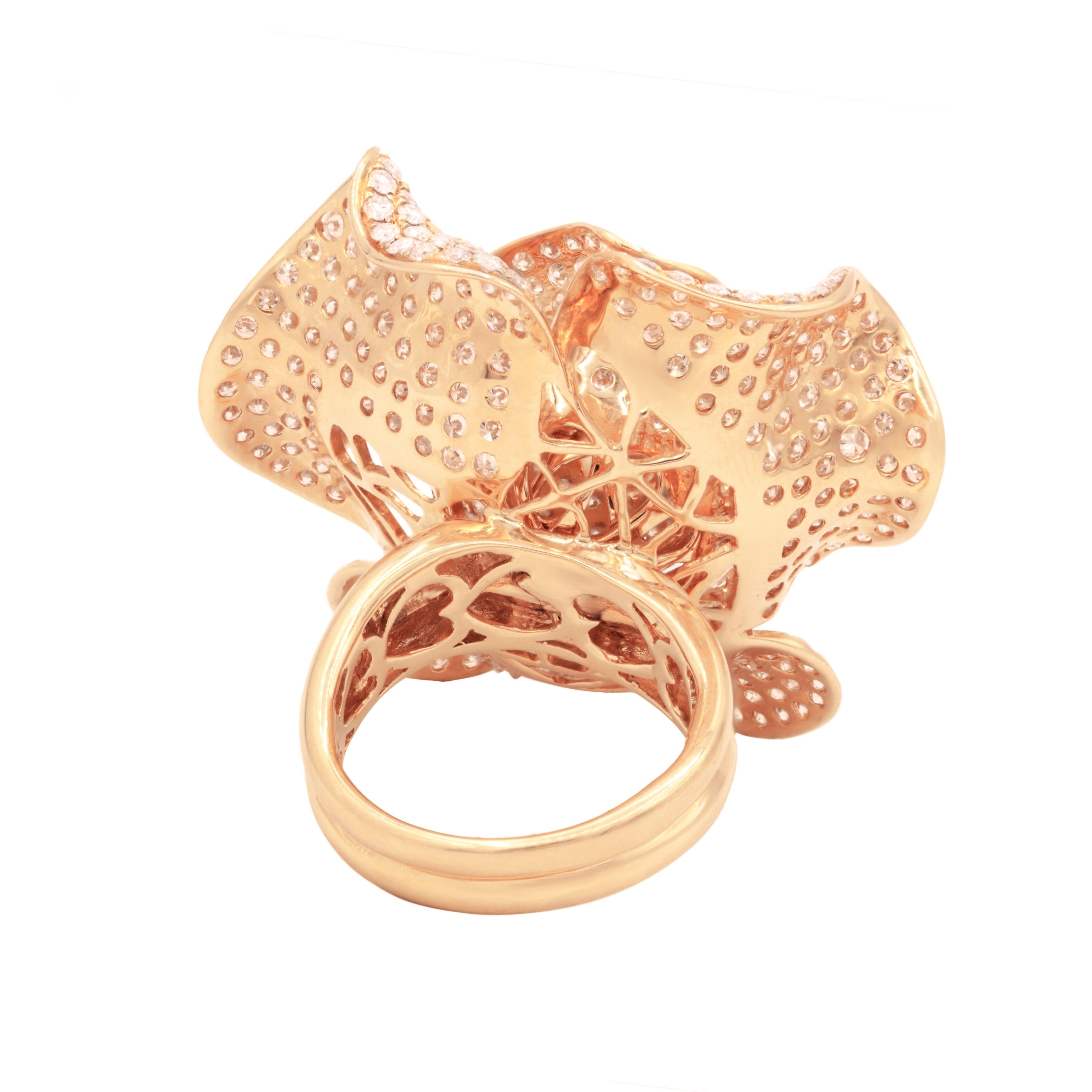 Modern Diana M. 18 kt rose gold diamond fashion ring containing 8.14 cts tw of diamonds For Sale