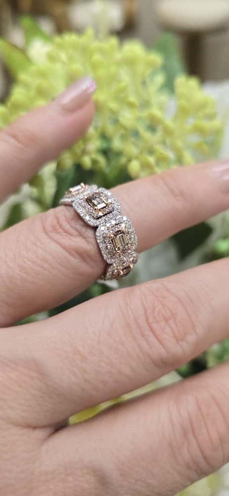 Moderno Diana M. I. Fascia per l'eternità in oro bianco e rosa 18 kt con diamanti da 4,39 carati in vendita