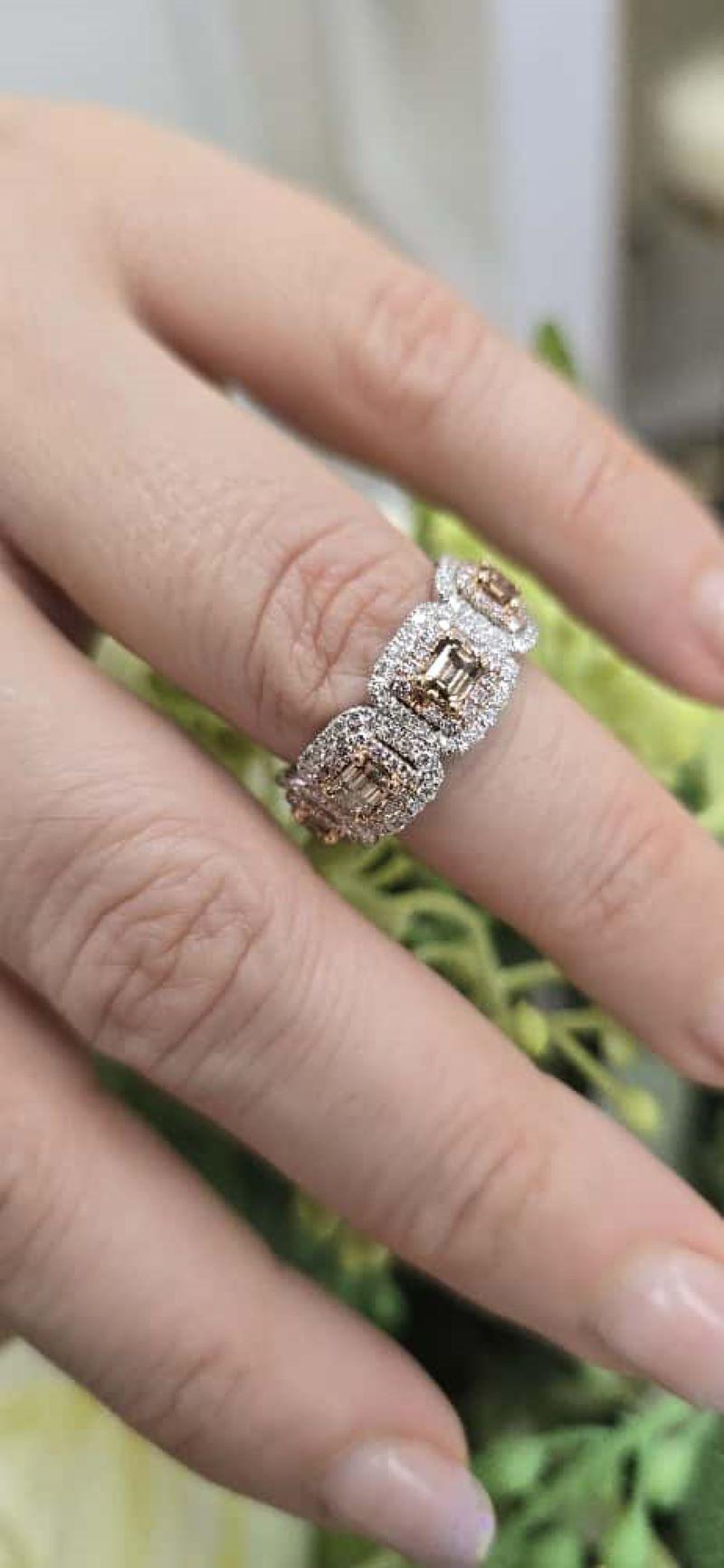 Taglio a rosa Diana M. I. Fascia per l'eternità in oro bianco e rosa 18 kt con diamanti da 4,39 carati in vendita