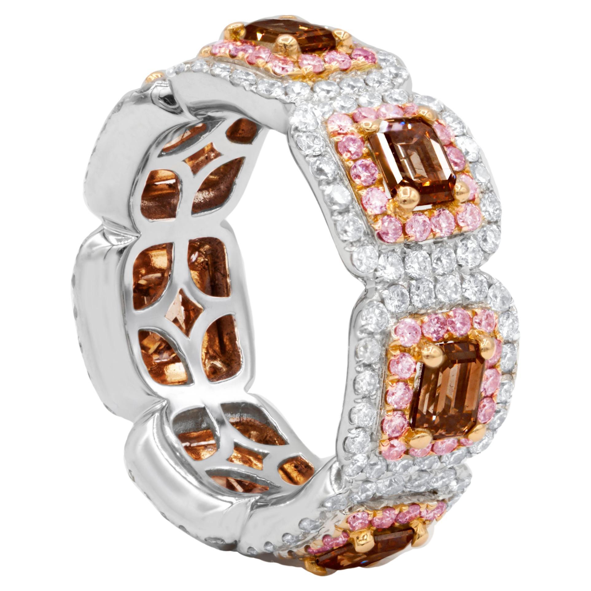 Diana M., bague d'éternité en or blanc et rose 18 carats avec diamants de 4,39 carats  en vente