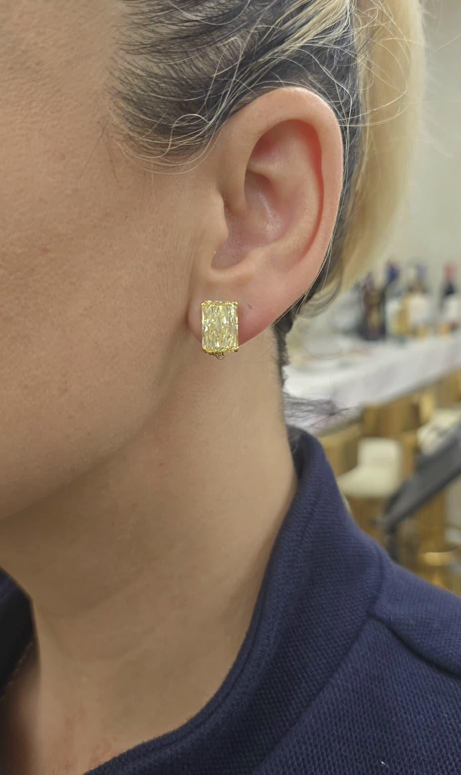 Diana M. Boucles d'oreilles pendantes en or blanc et jaune 18 carats avec une valeur de 21,4 carats en vente 2