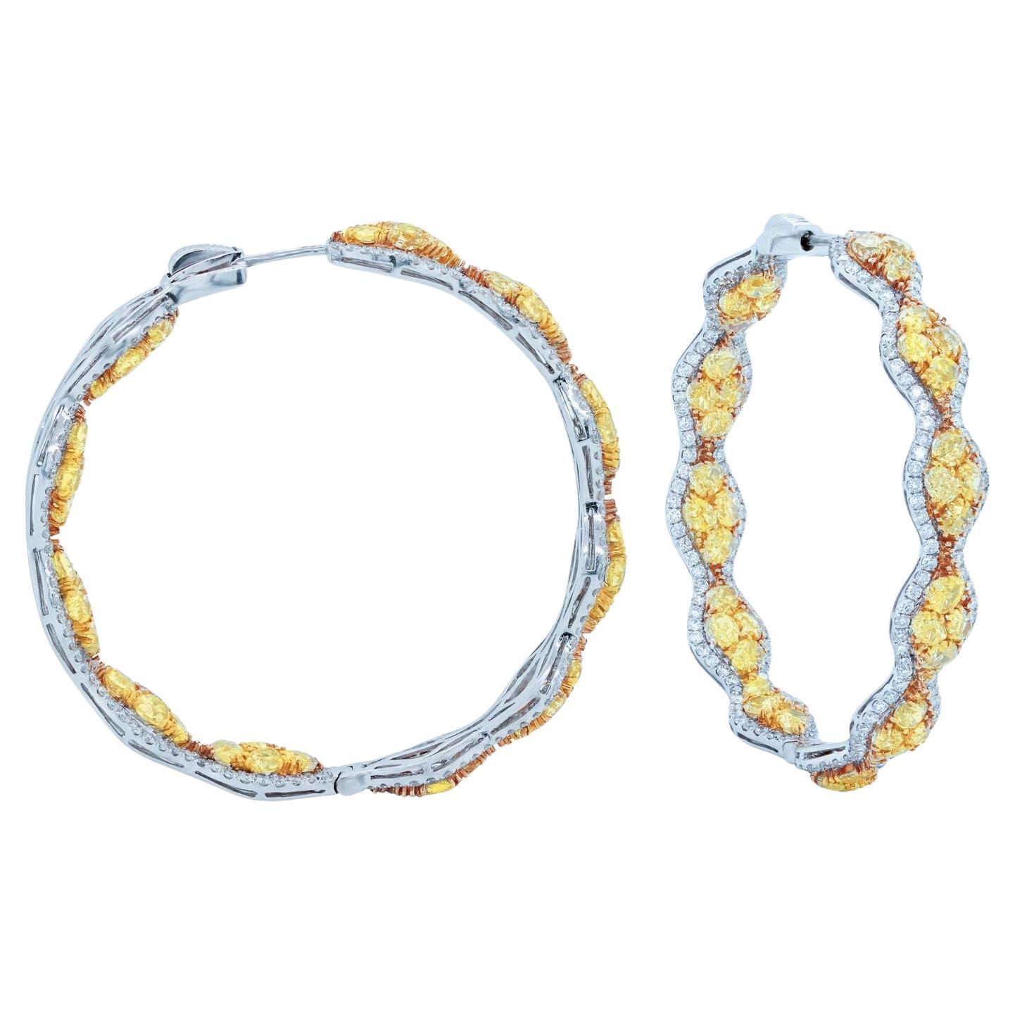 Diana M. 18 kt white and yellow gold inside-out hoop earrings  For Sale