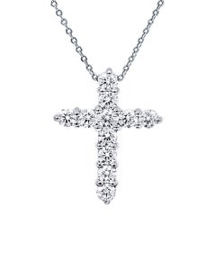 Diana M. 18 kt white gold, 0.75" diamond cross pendant adorned with 0.70 cts tw