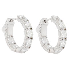 Diana M. 18 kt Weißgold, 0,75" Inside-Out-Ring-Ohrringe mit 7,30 ct