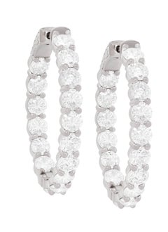 Diana M. 18 kt white gold, 1.00" inside-out hoop earrings adorned with 9.35 cts