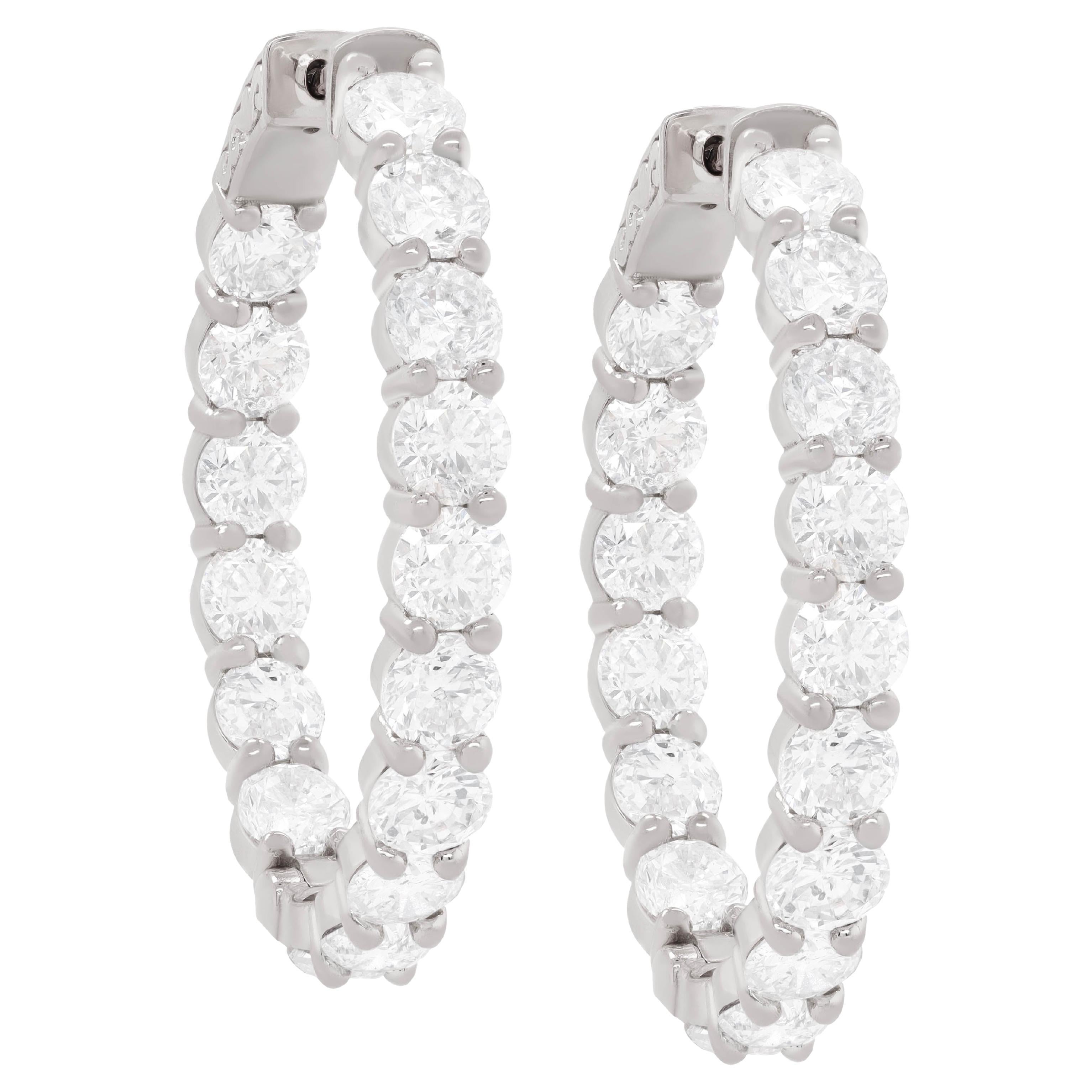 Diana M. Pendientes de aro de oro blanco de 18 kt, 1,00" de adentro hacia afuera adornados con 9,35 cts