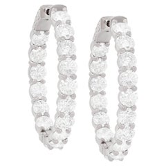 Diana M. Pendientes de aro de oro blanco de 18 kt, 1,00" de adentro hacia afuera adornados con 9,35 cts
