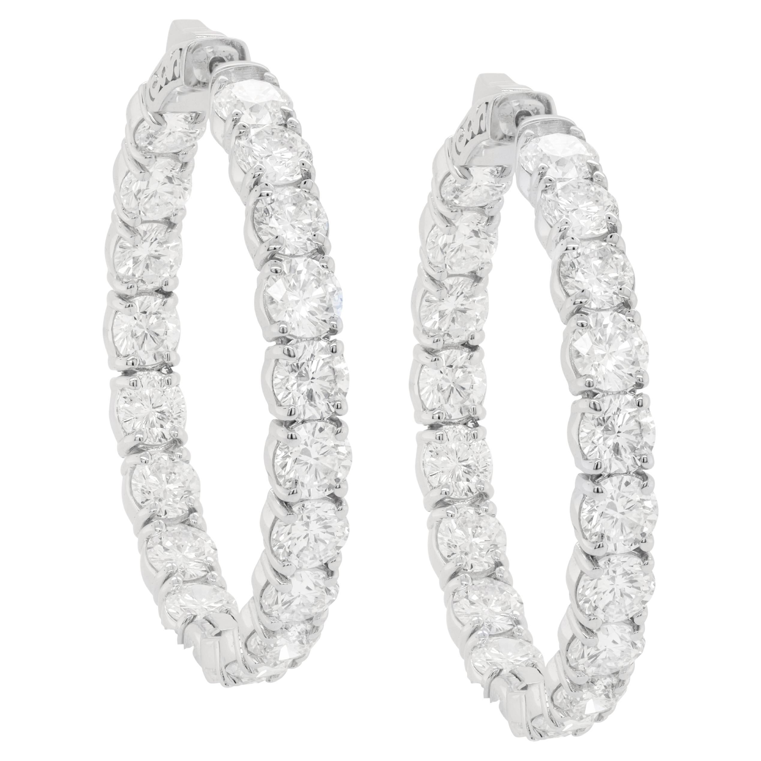Diana M. 18 kt white gold, 1.50" inside-out hoop earrings adorned with 15.40 cts For Sale