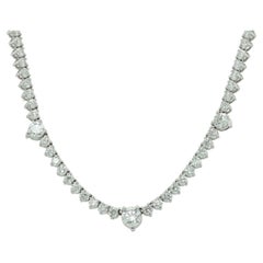 Diana M. Custom 14.00 cts 3 Prong Diamond 18k White Gold 16'' Tennis Necklace