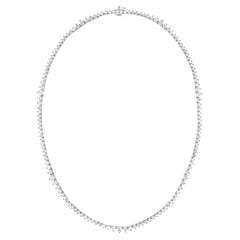 Diana M. Custom 14.00 cts  3 Prong Diamond 18k White Gold 16'' Tennis Necklace