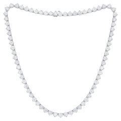 Diana M. Custom 23.00cts 3 Prong Diamond 18k White Gold 16" Tennis Necklace 