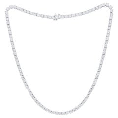 Diana M. 18 kt Weißgold, 17" Diamant-Tennis-Halskette mit 4 Zacken und 27 ct
