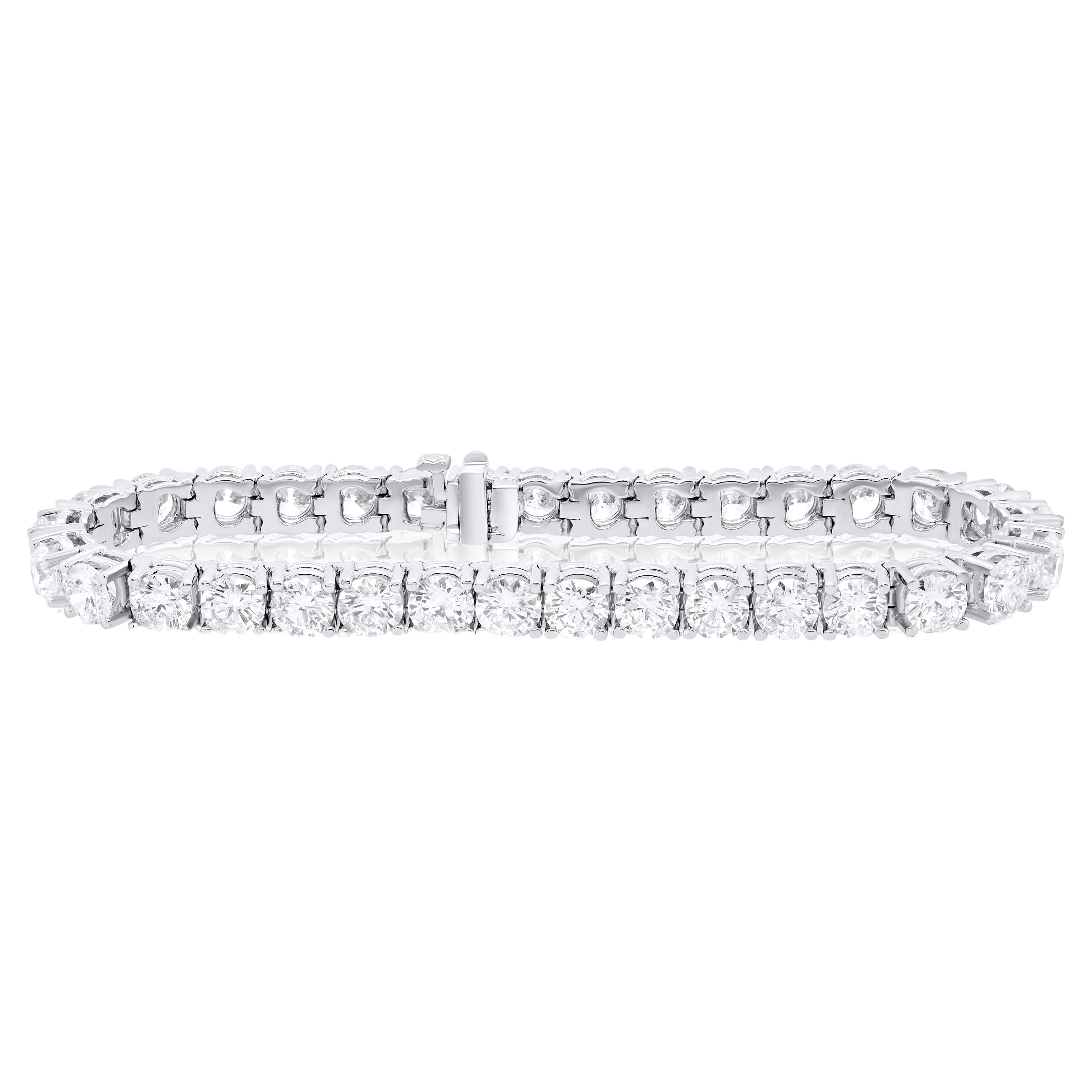 Diana M. Custom 16.70 Carat 4 Prong Tennis Diamond Bracelet For Sale