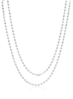 Diana M. Custom 38.60 Cts Bezel Set Necklace Diamond 44" 18k White Gold