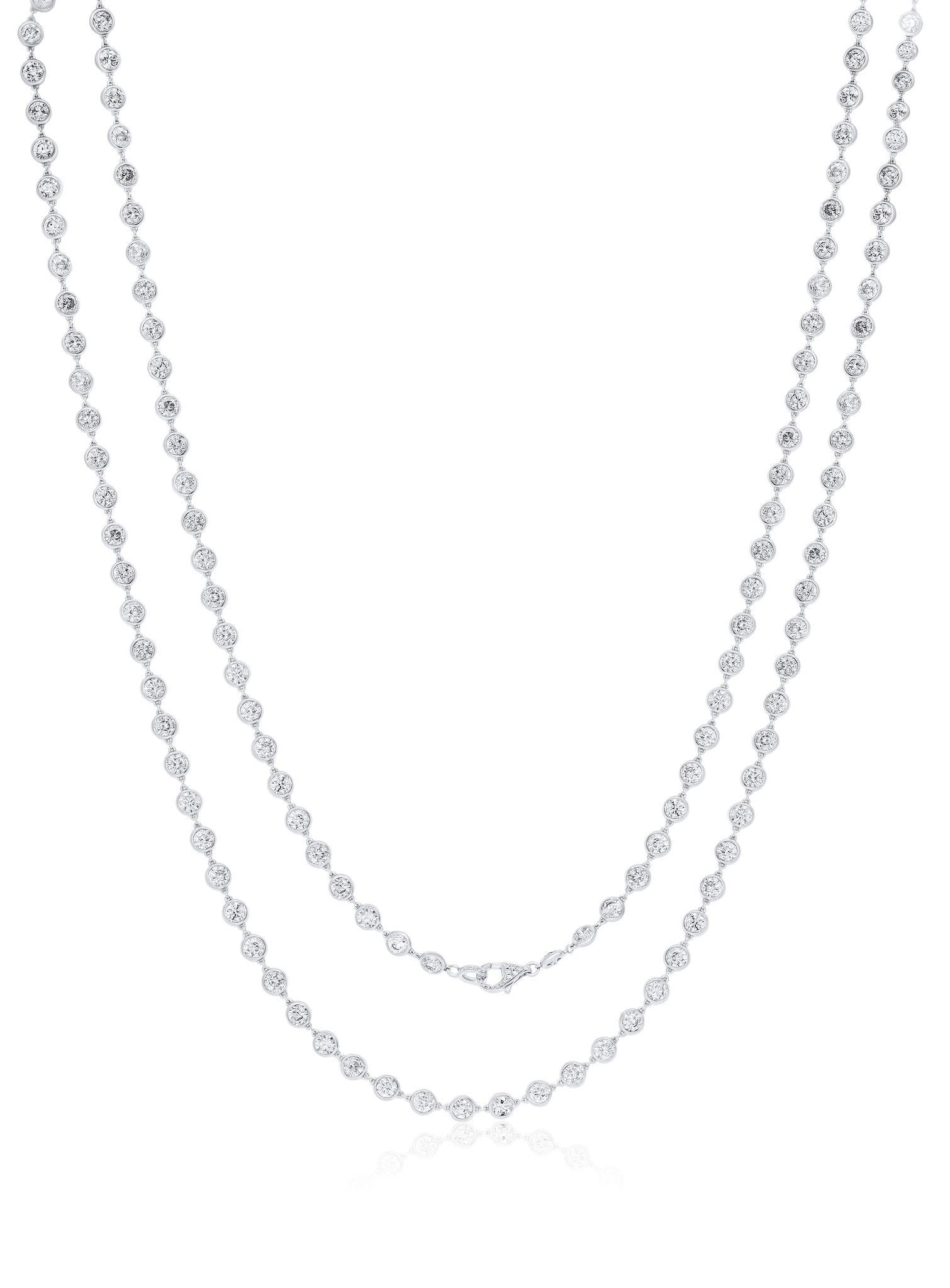 Modern Diana M. Custom 38.60 Cts Bezel Set Necklace Diamond 44
