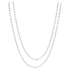 Diana M. Custom 38.60 Cts Bezel Set Necklace Diamond 44" 18k White Gold 
