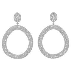 Diana M. 18 kt White Gold Bagel Shaped Fashion earrings adorned with 14.71 ct