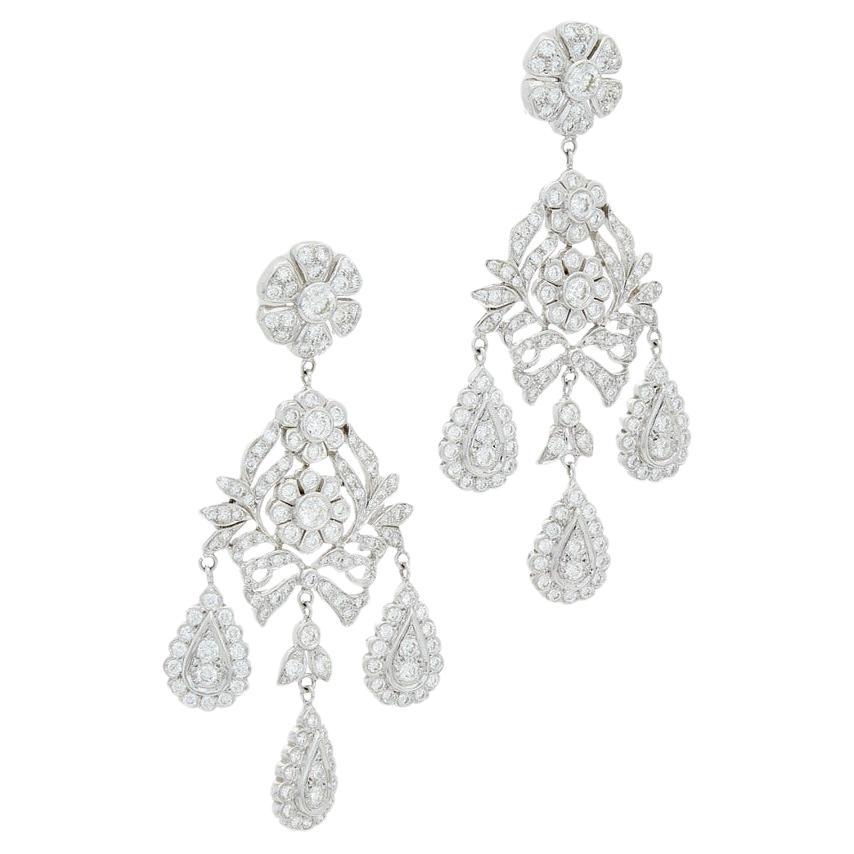 Diana M. 18 kt White Gold Chandelier Earrings  with 10.00 cts tw of Diamonds 