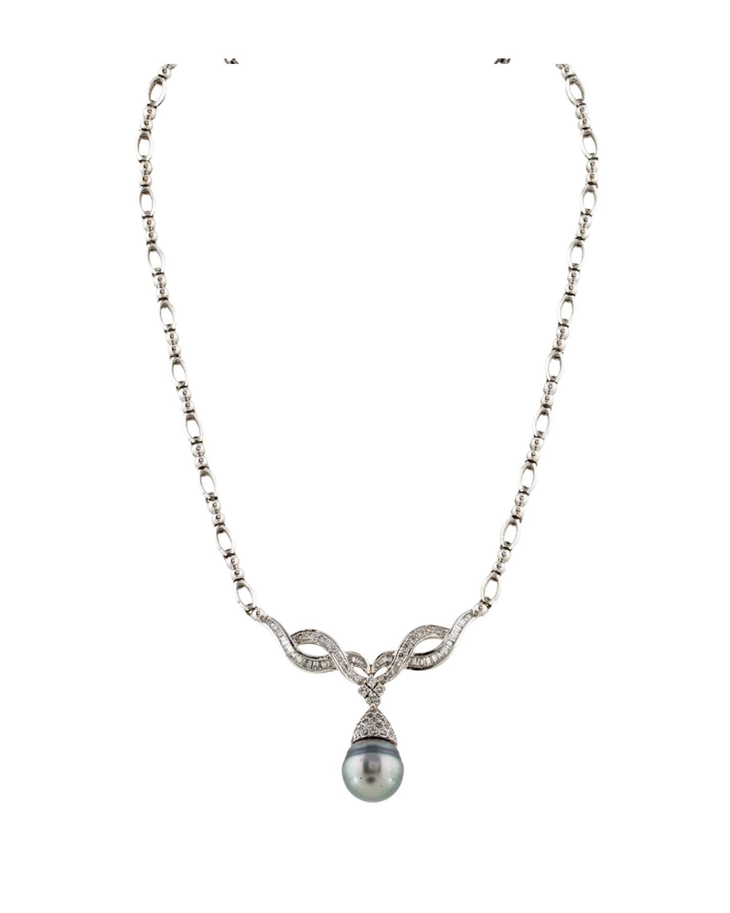 18 kt white gold diamond and pearl necklace featuring a center 14.00 mm pearl held by a holder adorned with 2.42 cts tw of diamonds
Diana M. is a leading supplier of top-quality fine jewelry for over 35 years.
Diana M is one-stop shop for all your