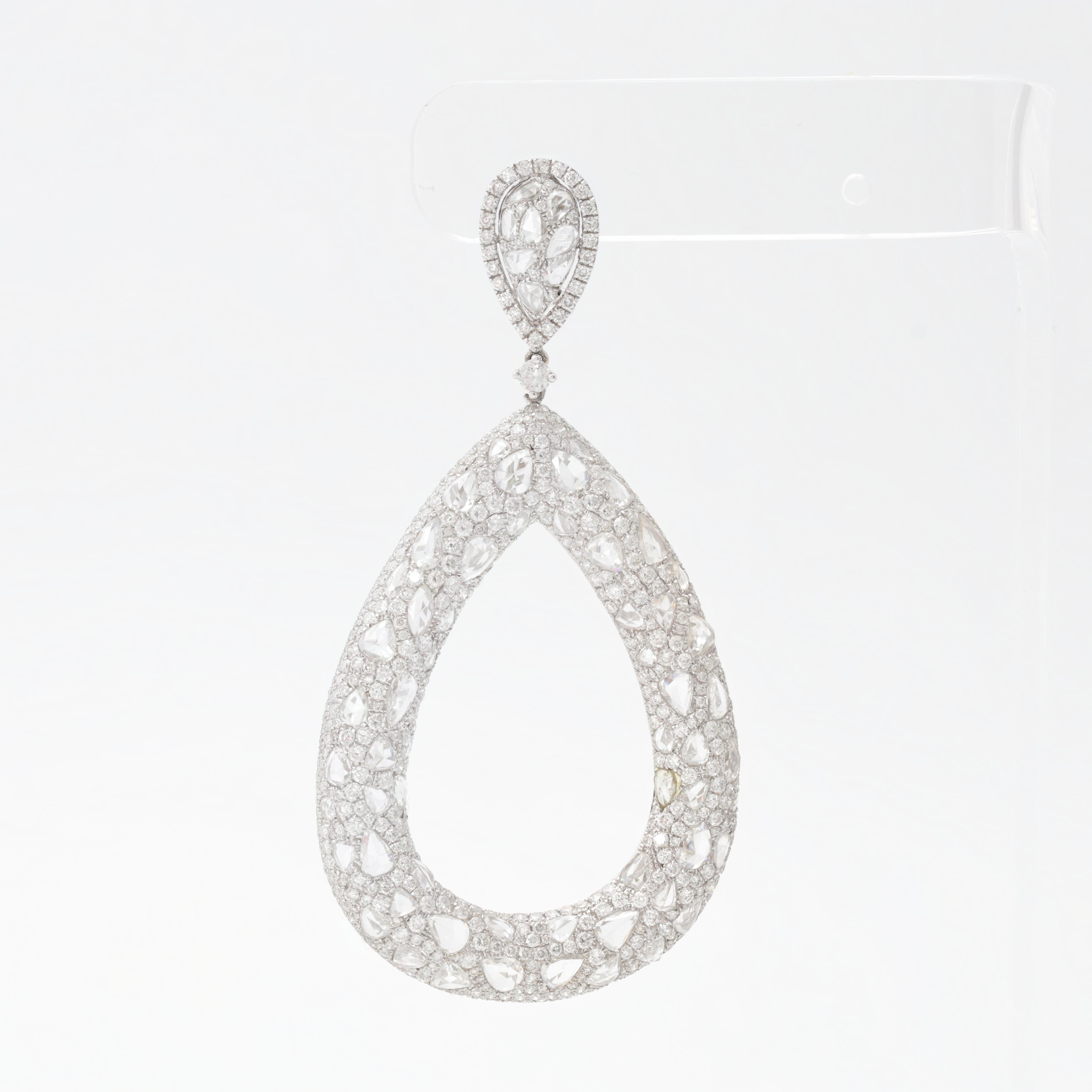 Modern Diana M. 18 kt White Gold Diamond Earrings Adorned with 24.84 cts tw of Diamonds For Sale