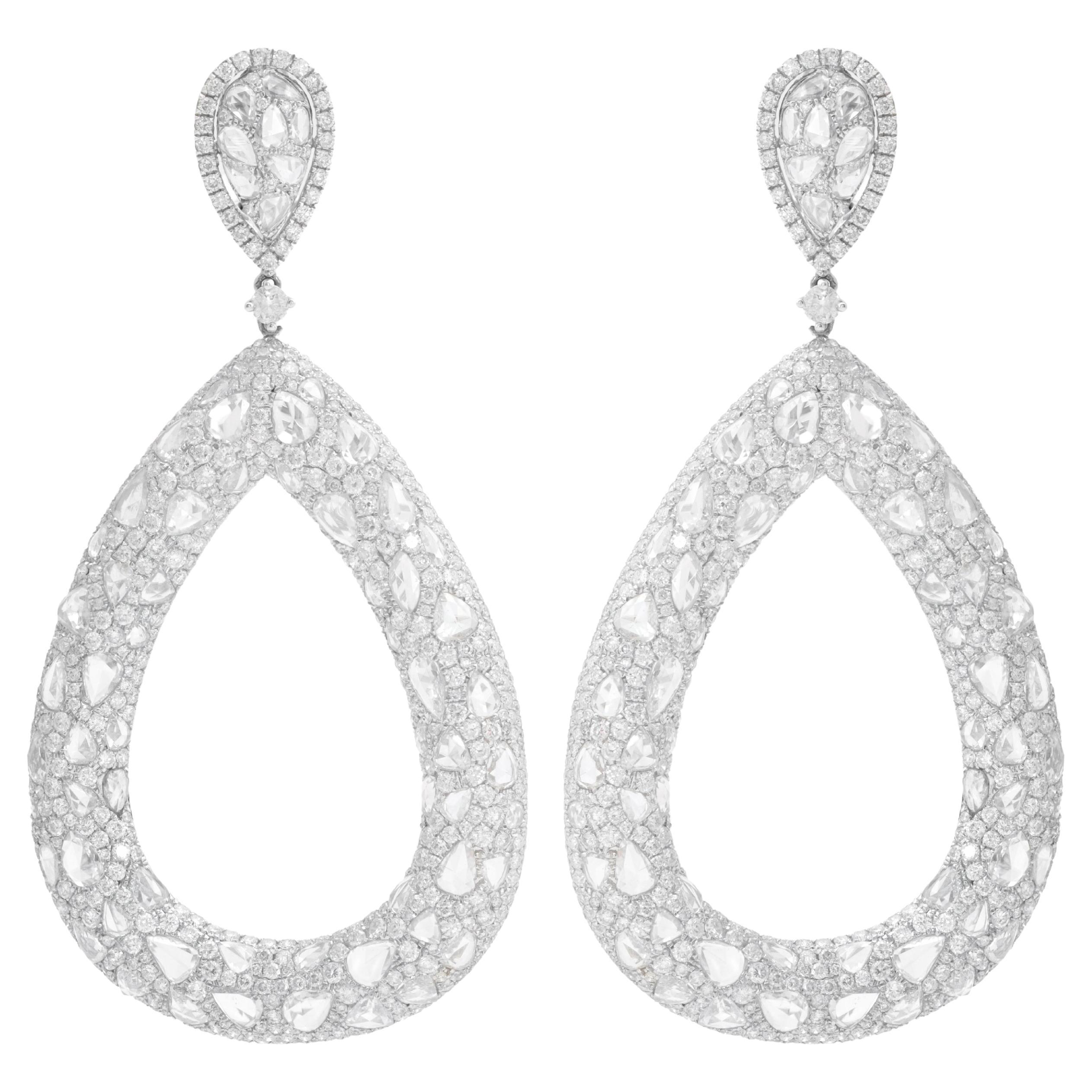 Diana M. 18 kt White Gold Diamond Earrings Adorned with 24.84 cts tw of Diamonds For Sale