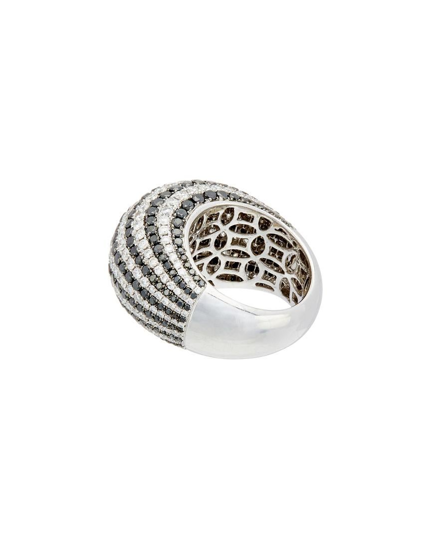 Modern Diana M. 18 kt White Gold Diamond Fashion Dome Pave Ring Containing Alternating  For Sale