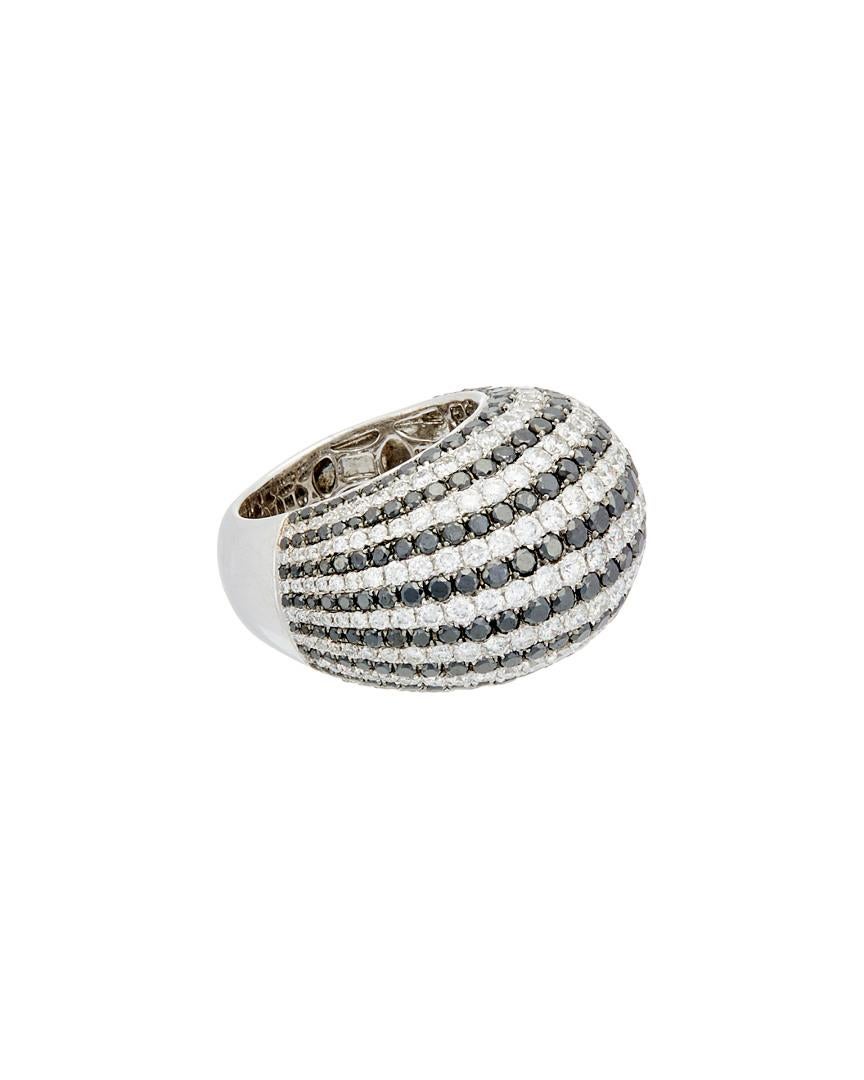 Round Cut Diana M. 18 kt White Gold Diamond Fashion Dome Pave Ring Containing Alternating  For Sale