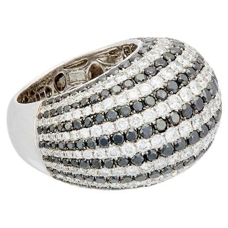 Diana M. 18 kt White Gold Diamond Fashion Dome Pave Ring Containing Alternating 