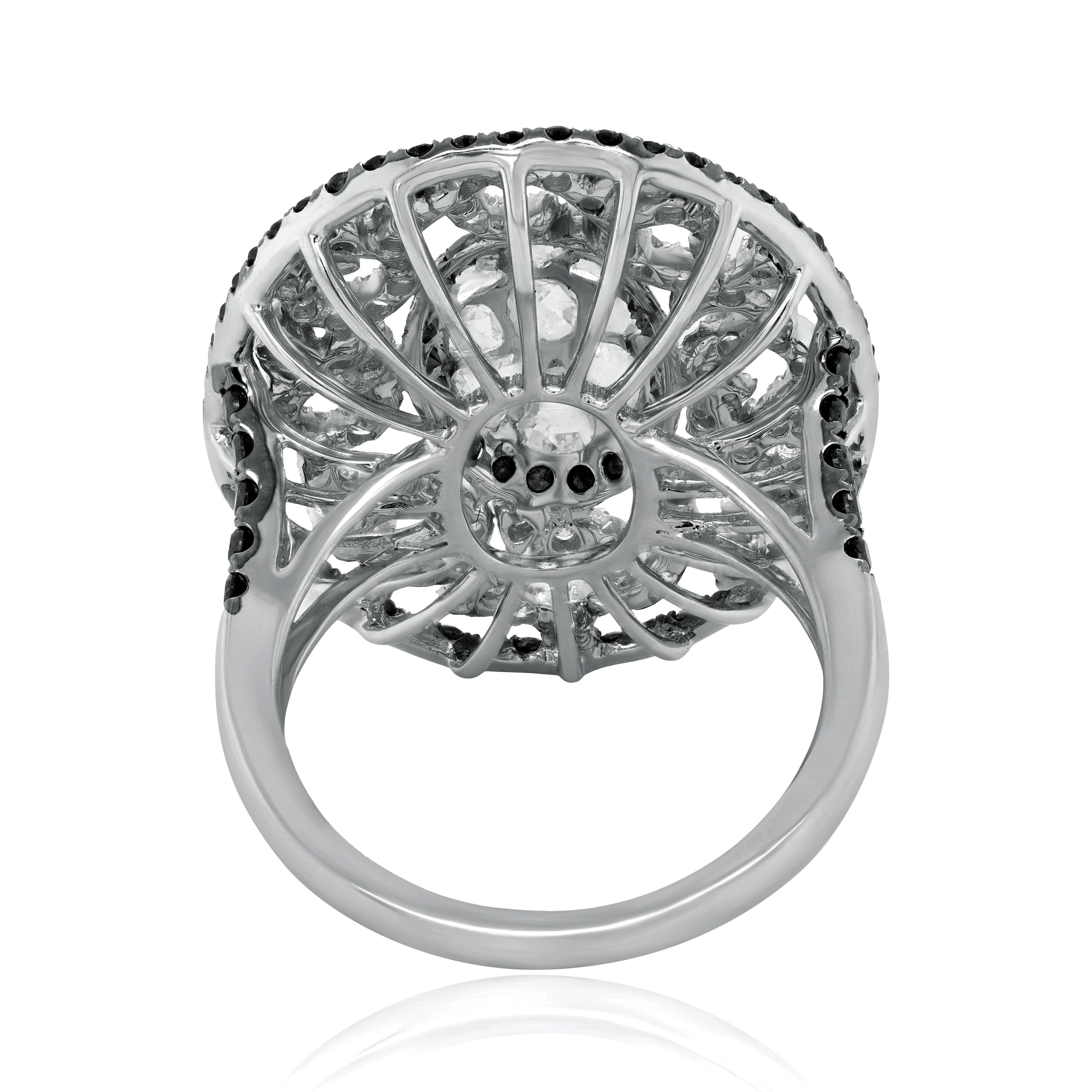 Modern Diana M. 18 kt White Gold Diamond Fashion Ring With A Center Piece Surrounded  For Sale