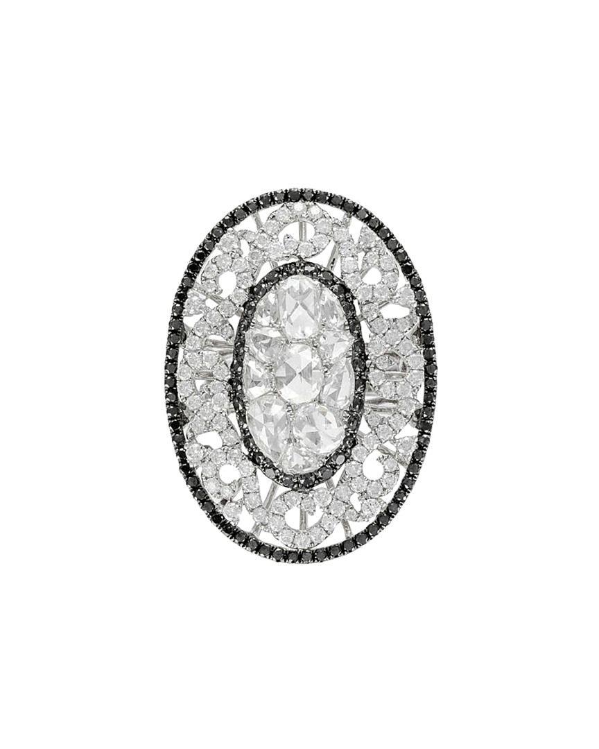 Diana M. 18 kt White Gold Diamond Fashion Ring With A Center Piece Surrounded  In New Condition For Sale In New York, NY